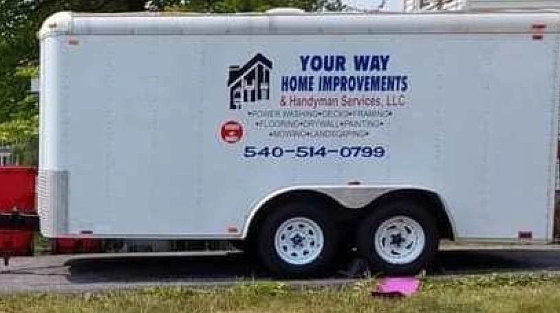 Your Way trailer with the shop name, service list, and 540-514-0799 on the side.